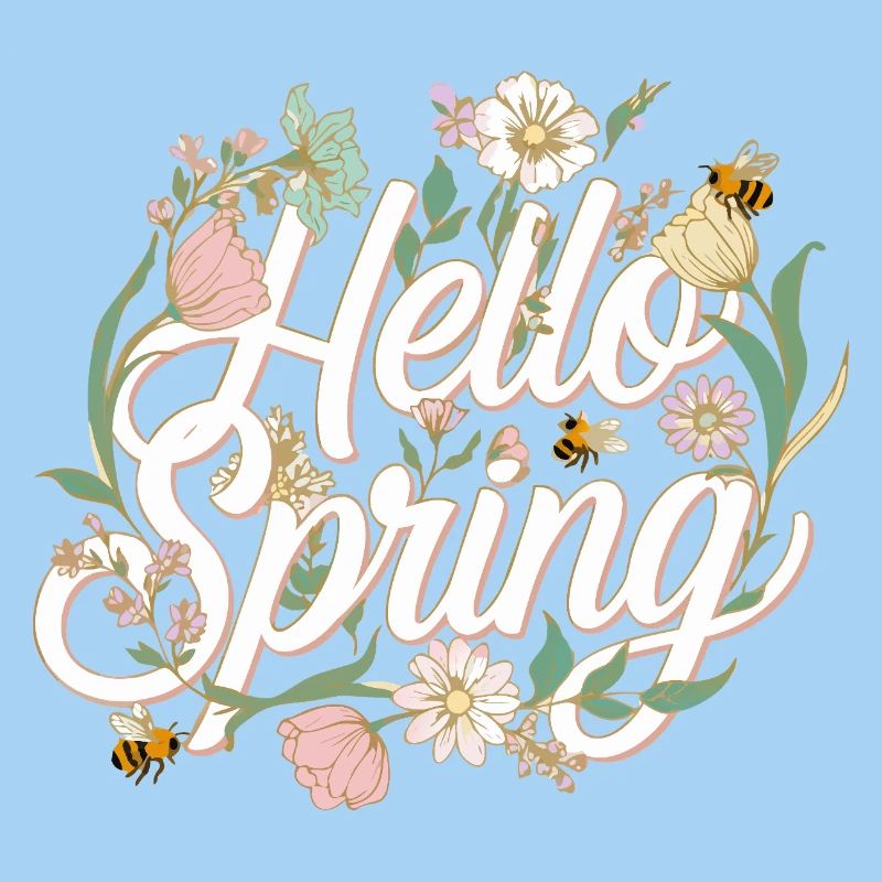 Hello Spring – Spring Flowers & Bees T-Shirt