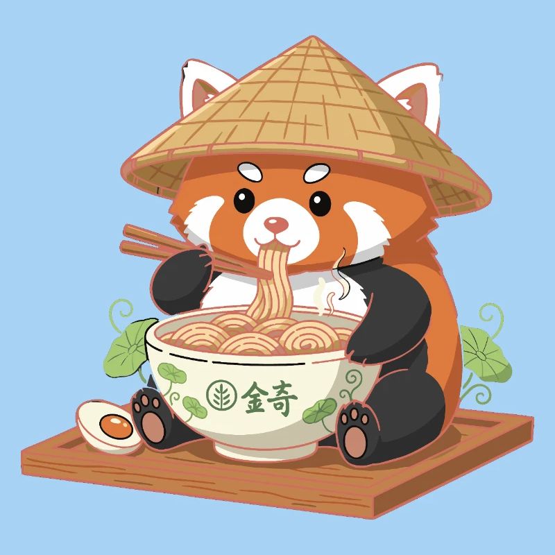 Panda Ramen mit Strohhut