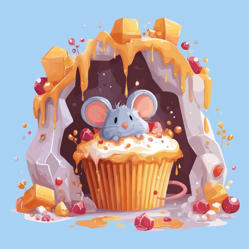 Cute mouse in cupcake cave