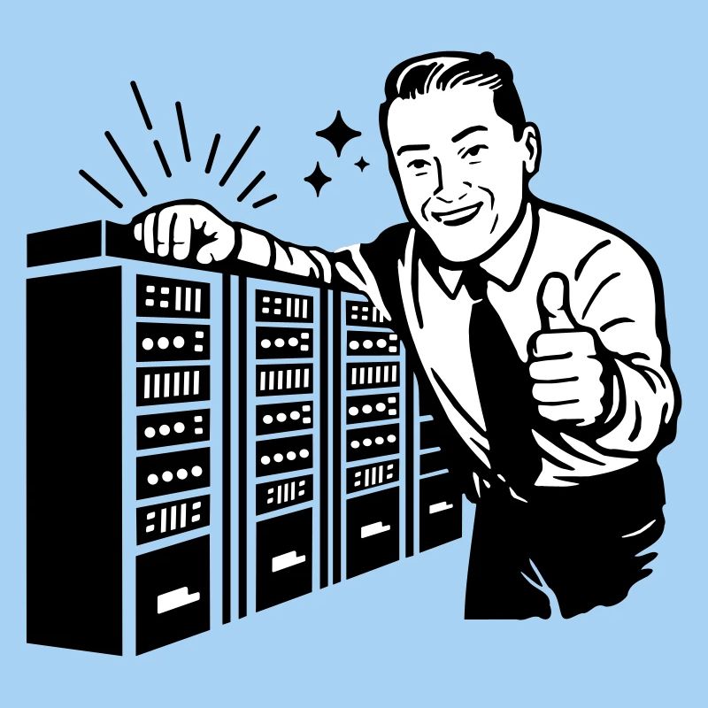 Retro IT Admin Smiling – Vintage Tech Support