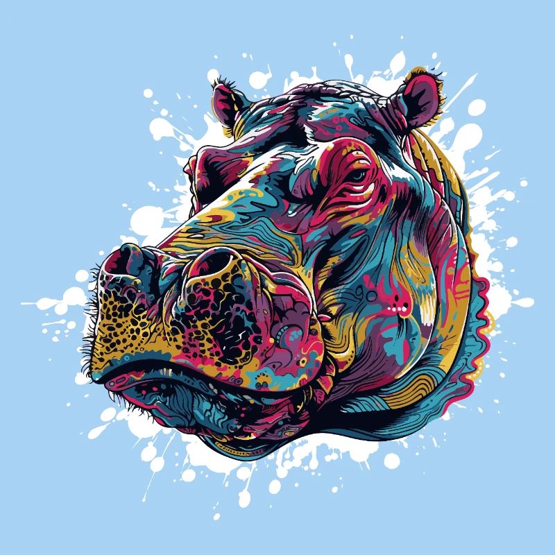 Bunter Hippo Farbspritzer