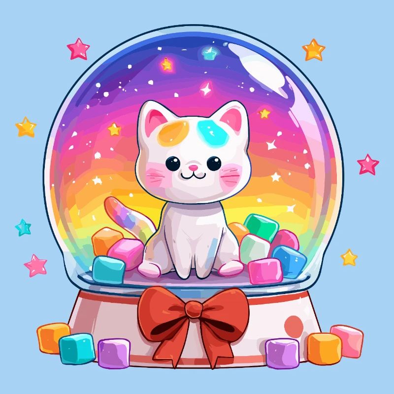 Regenbogen Katzen Snowglobe