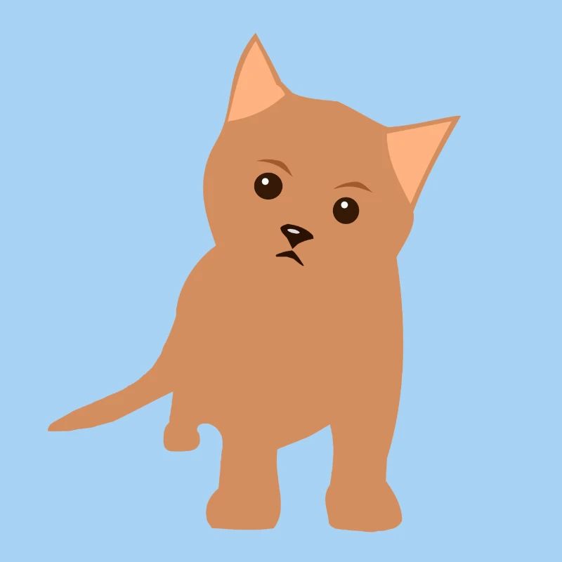 Brown Kitten Flat Design