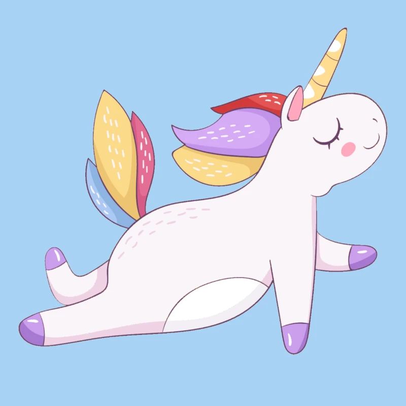 Buntes Einhorn sitzend, Pastellmuster