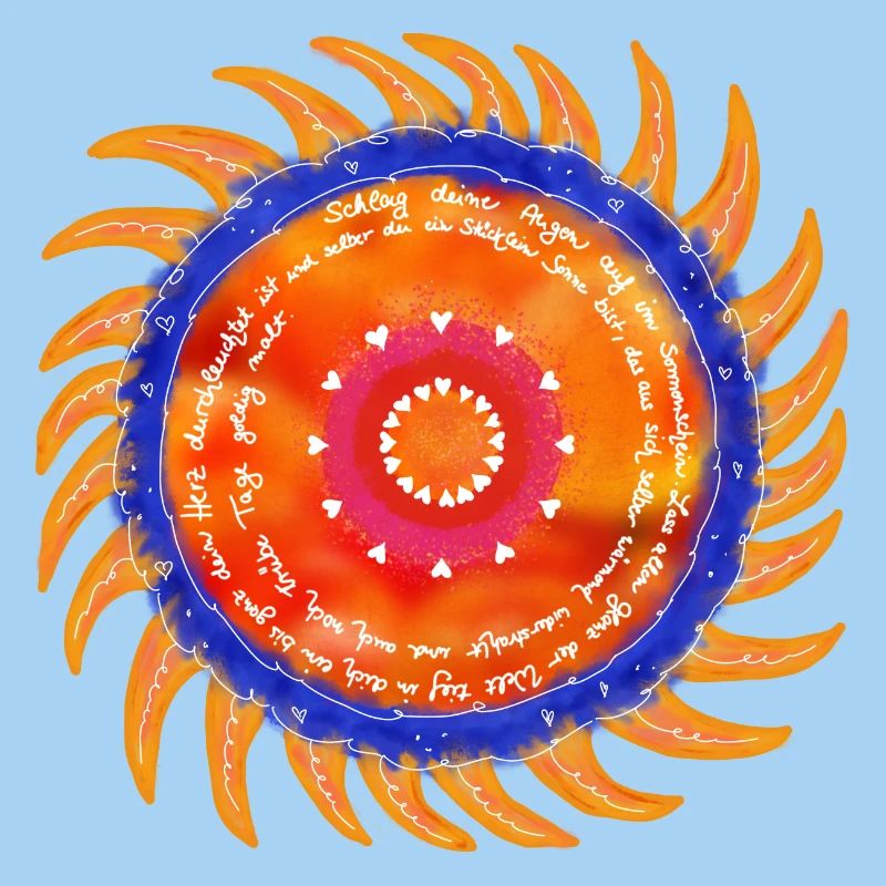 Sonnenschein-Mandala weiße Schrift
