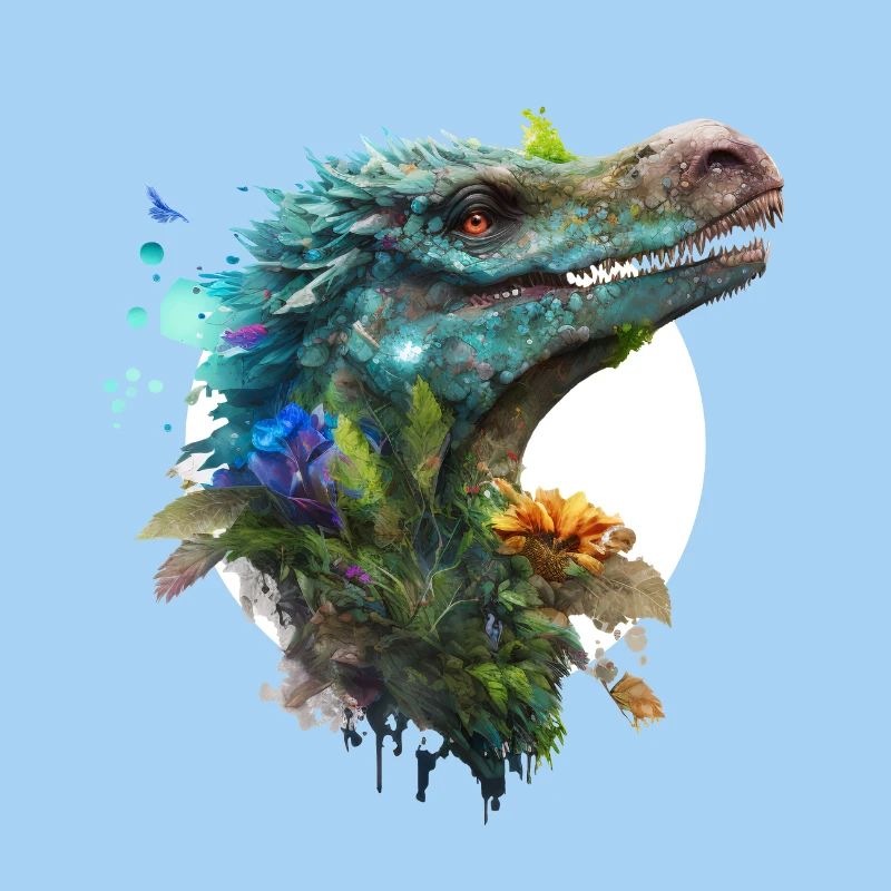 Blue Velociraptor with white background