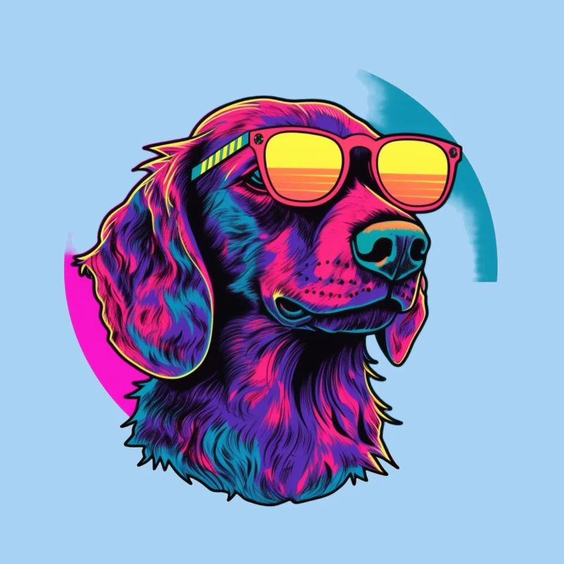 Neon Hund mit Sonnenbrille