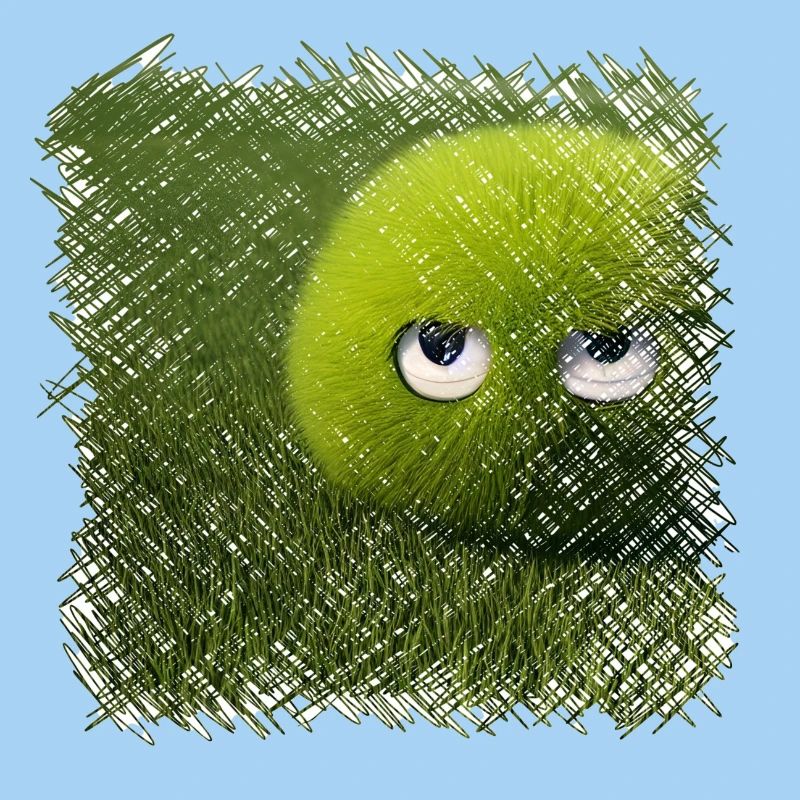 Funny green grass ball