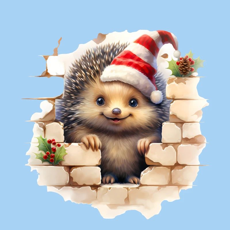 Weihnachtsigel in der Mauer
