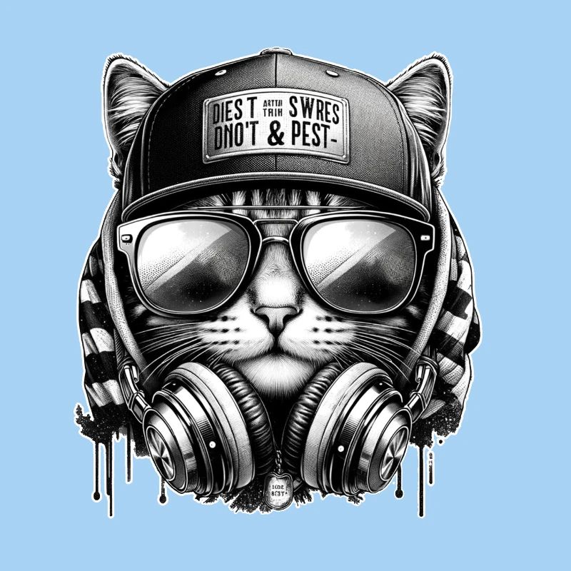 Cat DJ with Headphone Cap