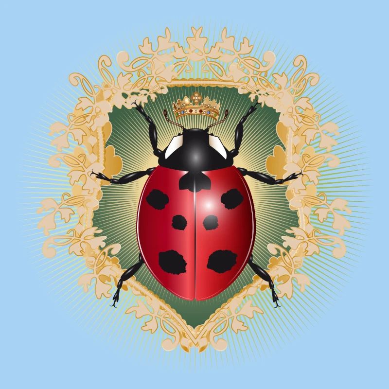 red glowing ladybug with crown in frame