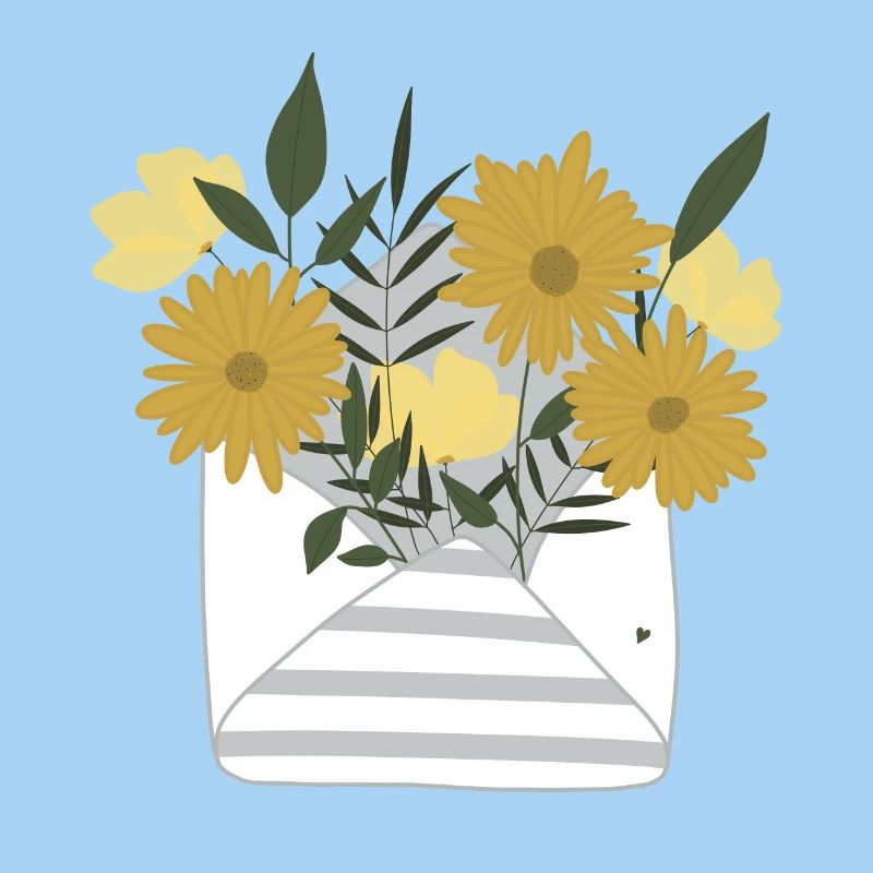 Ein kleiner Blumengruß per Post im Briefumschlag