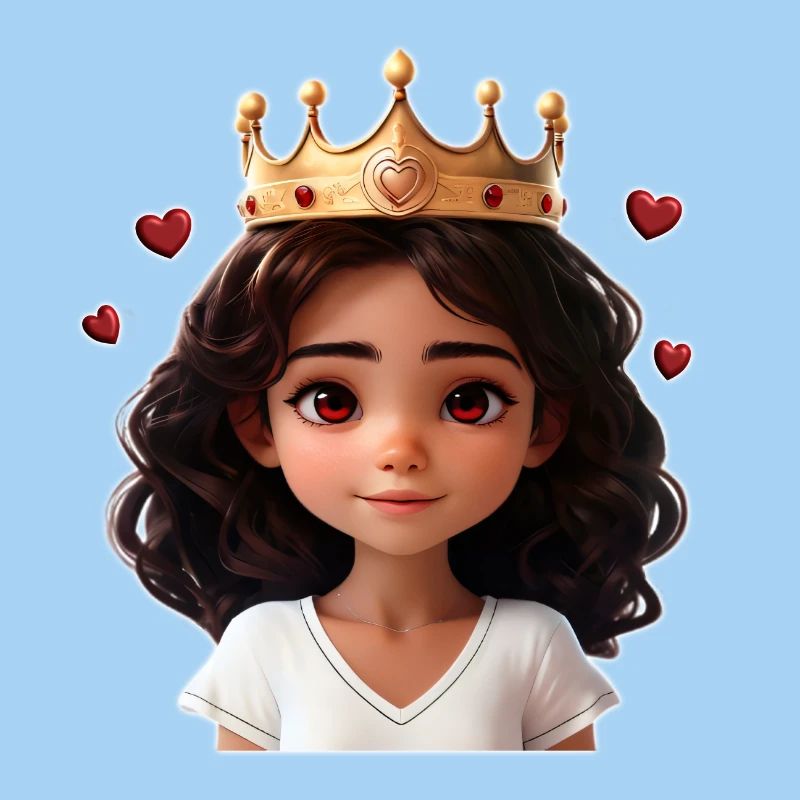 Süßes Mädchen mit Krone und Herzchen