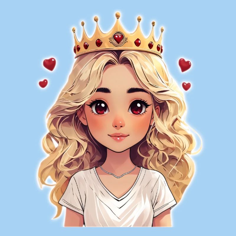 Süßes blondes Mädchen mit Krone und Herzchen