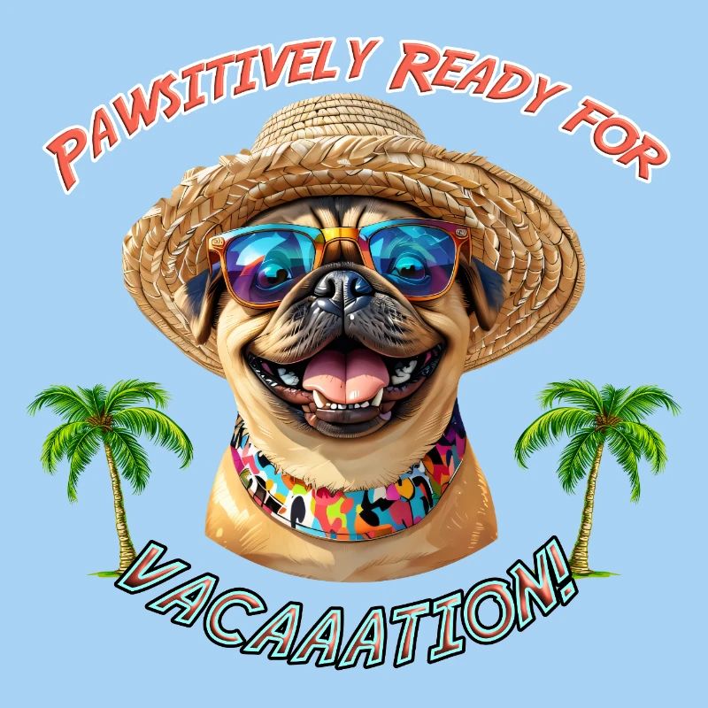 Pug in summer look: Pawsitively Ready