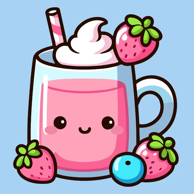 Kawaii Erdbeermilch Becher Design