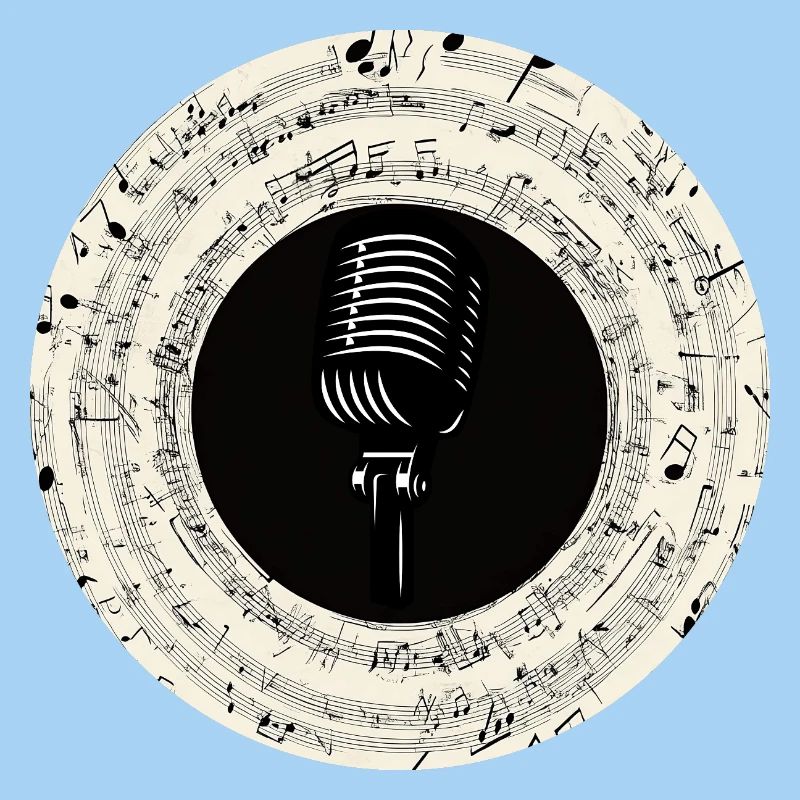 Microphone Musical Notes Art