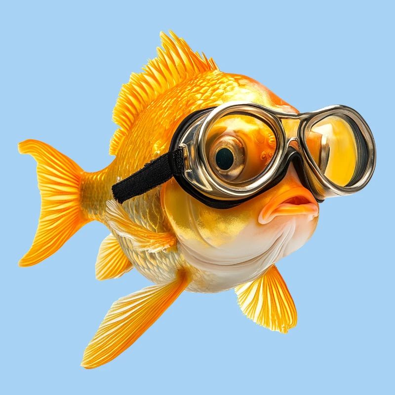 Goldfisch mit Taucherbrille