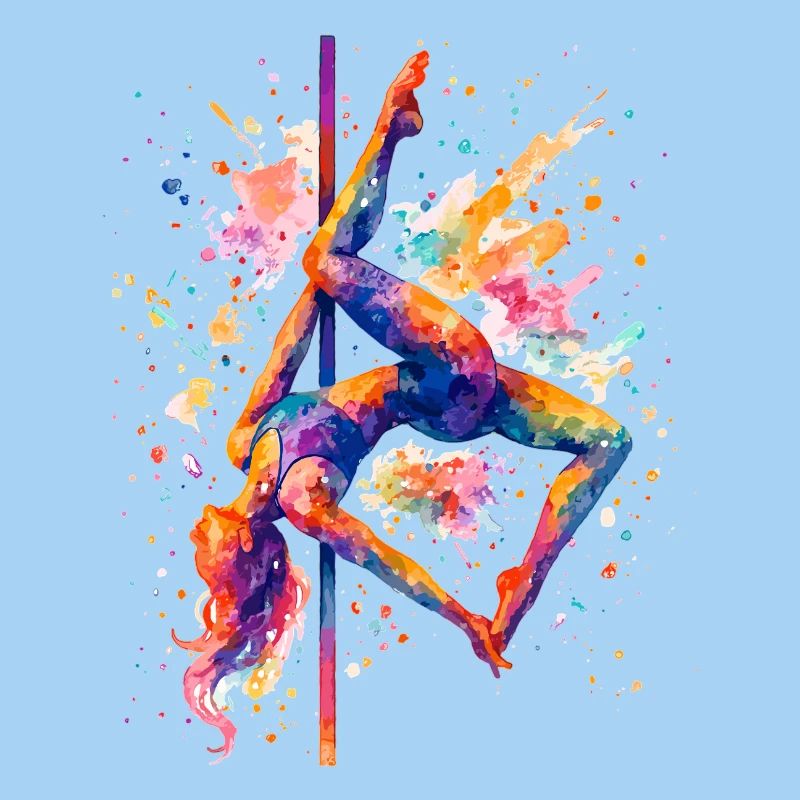 Pole Dance Pole Dancer Aquarelle Cadeau coloré