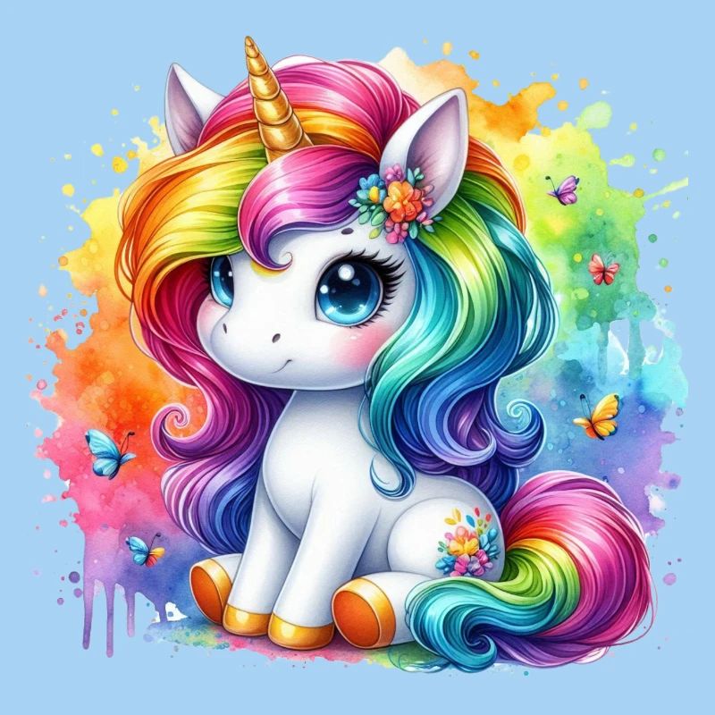 Regenbogen Einhorn Aquarell