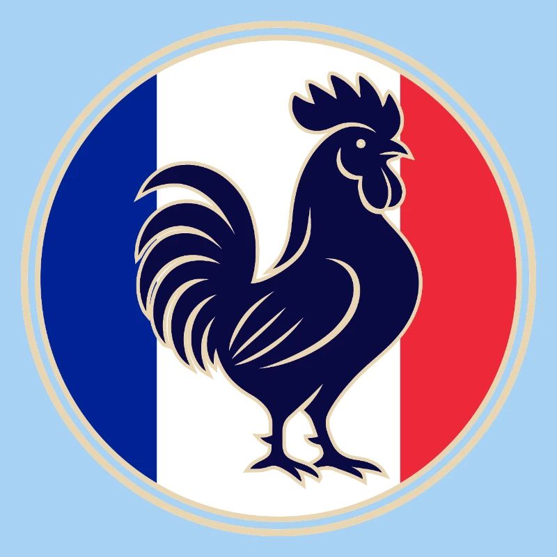 Tricolor Rooster Silhouette in Circular Frame