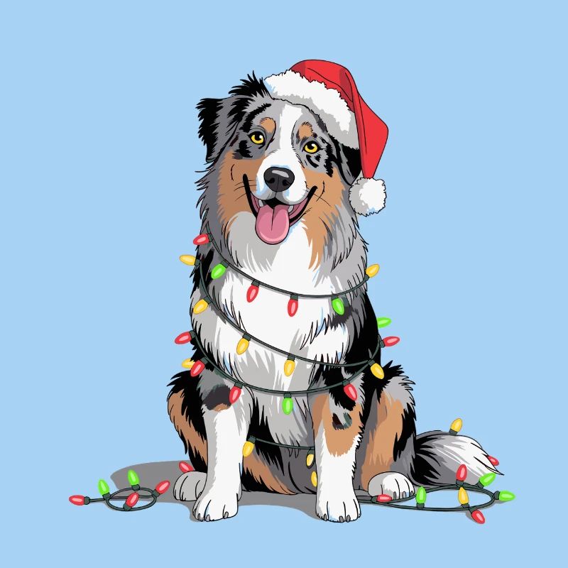 Weihnachtshund mit Lichterkette