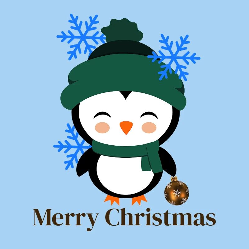 Winterpinguin mit Schneeflocken