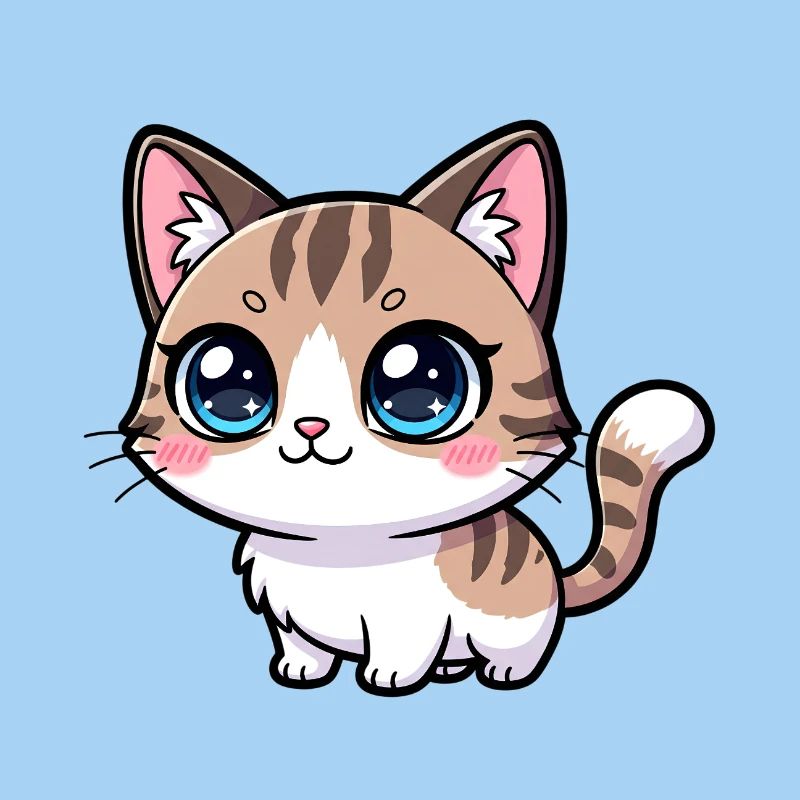 Kawaii Tabby-Kätzchen Großäugig