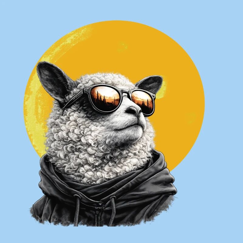 Mouton Soleil en sweat à capuche avec lunettes de soleil