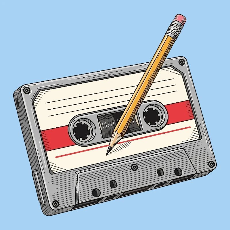 Analogkassette mit Bleistift