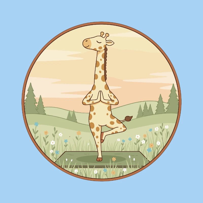Yoga Giraffe Animal Doing Tree Pose