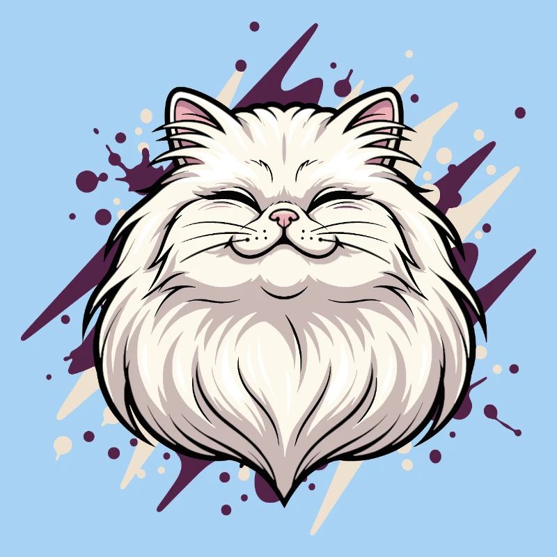 Fröhlicher Katzenkopf mit Farbklecks