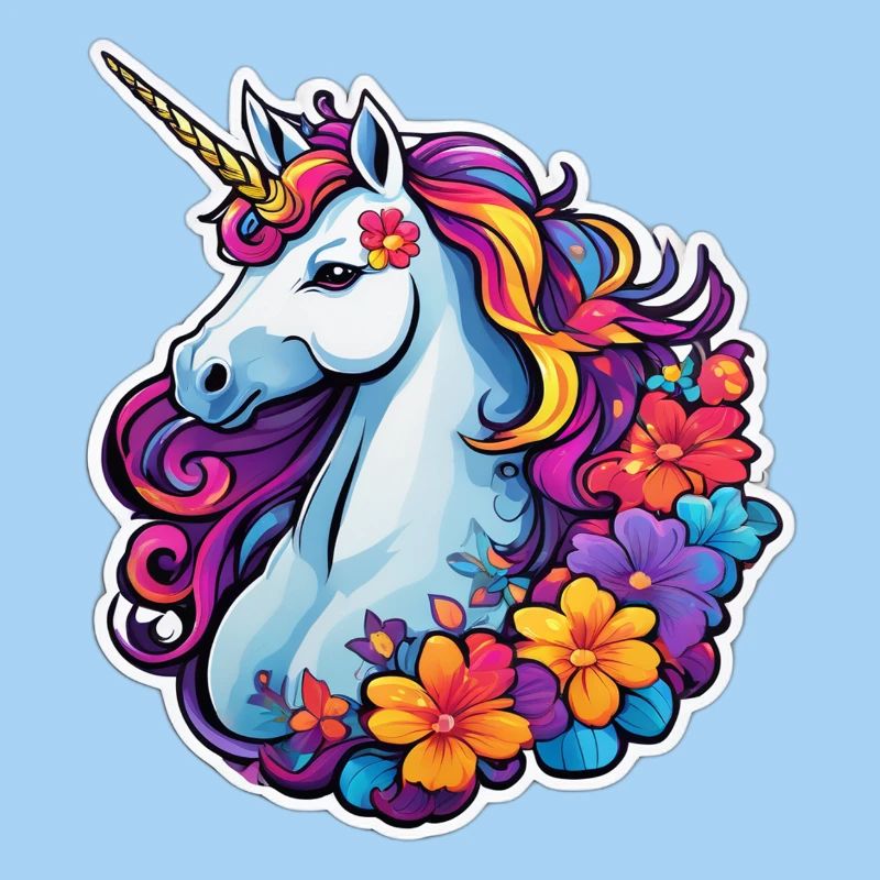 Regenbogenblumen-Einhorn