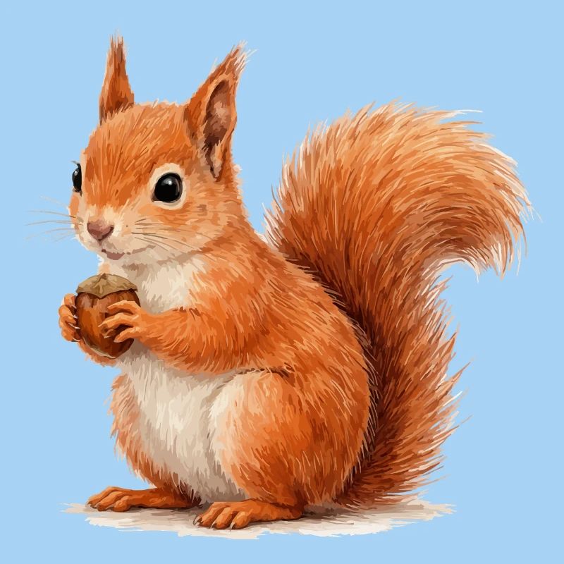 Eichhörnchen mit Eichel Illustration