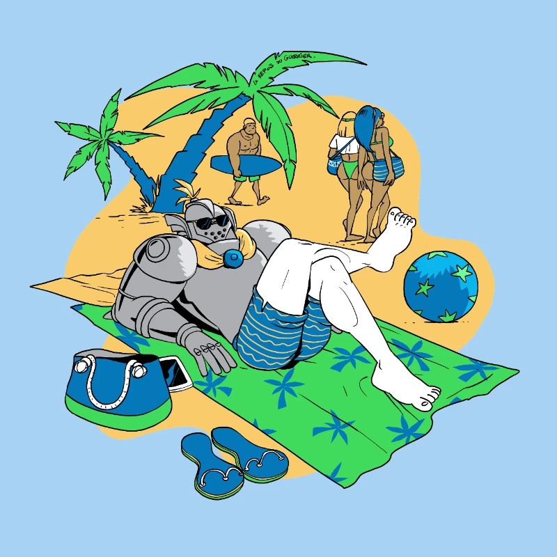 Chevalier Détendu sur Plage Tropicale