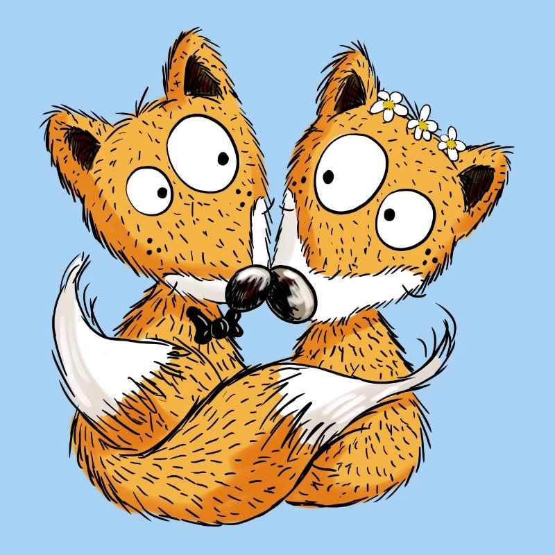 Fuchs Hochzeit - Brautpaar - Comic - Partnerschaft