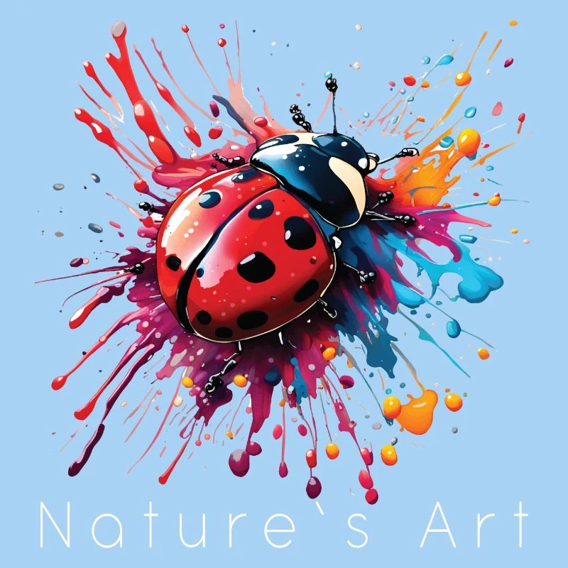 Conception de coccinelle colorée, art de la nature, texte blanc