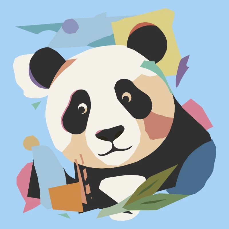 Panda heureux dans un look de collage moderne