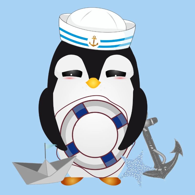 Cute penguin as a sailor in a navy look