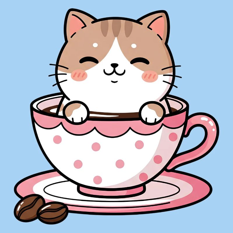 Chat Douillet dans une tasse rose