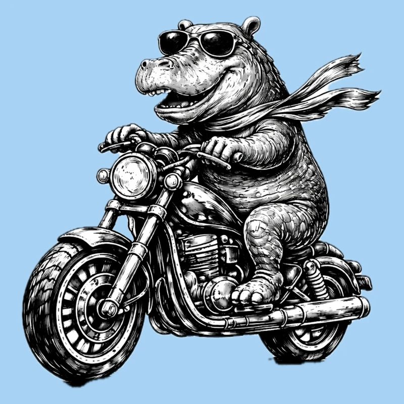 Hippo auf Motorrad