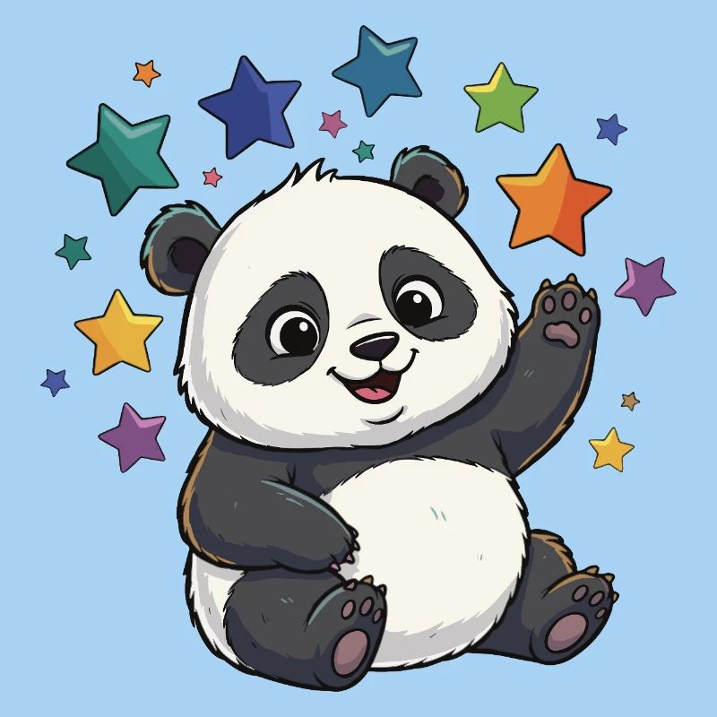 Panda Sternenfest bunte Sterne