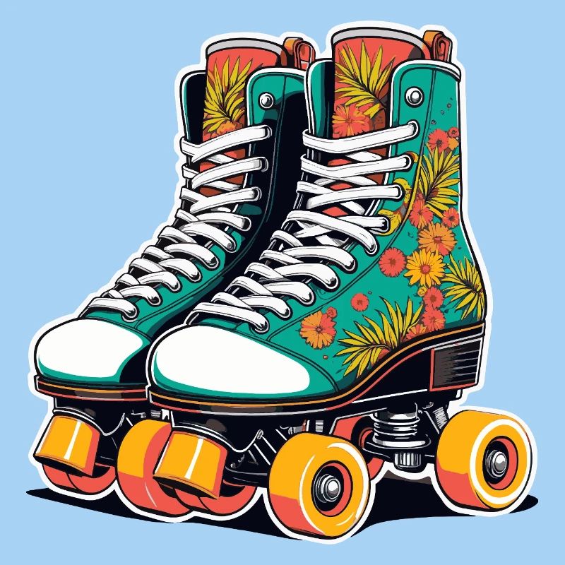 Blumenflair Rollschuhe Teal