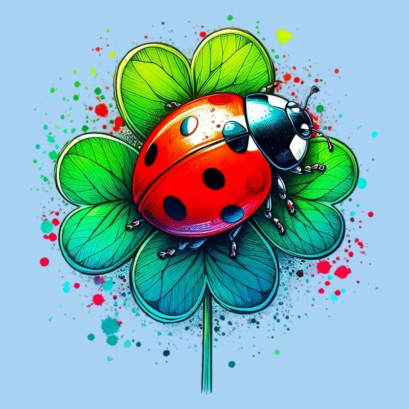 Ladybug on a four-leaf clover