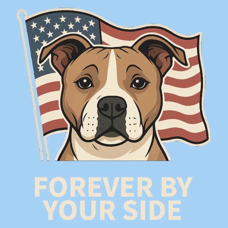 Chien loyal devant le drapeau américain