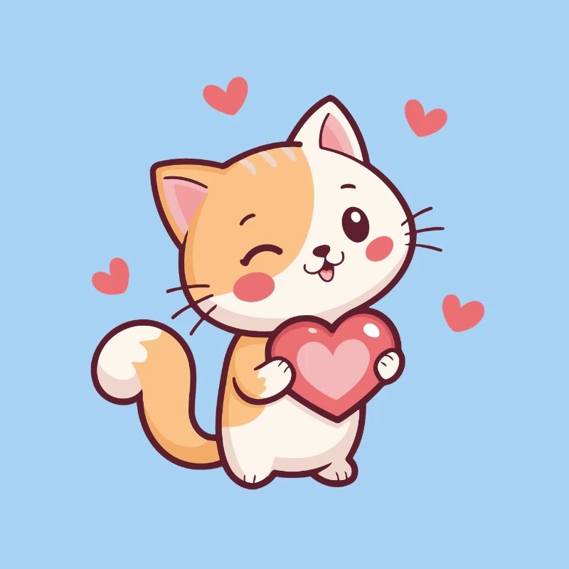 Katzenherz-Kawaii-Zärtlichkeit