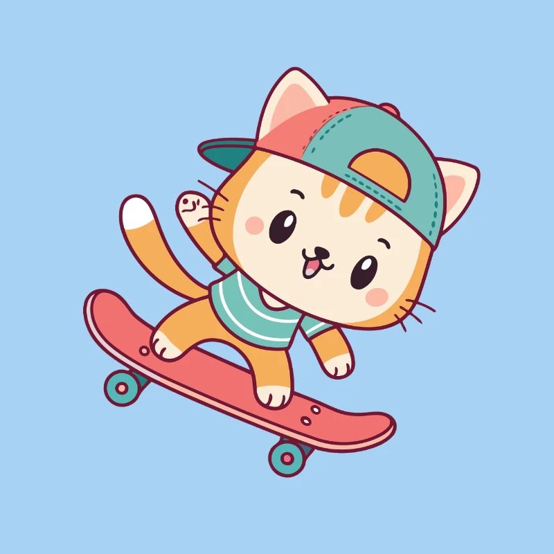 Katzen-Skateboard mit Kappe
