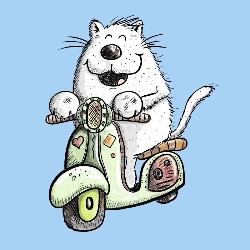 Cool Cat Rides Scooter Fun Design Motif de chat