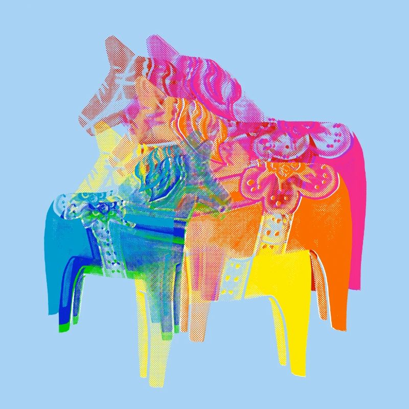 Pop Art Dala Pferde -Weihnachts Pulli Skandi Style