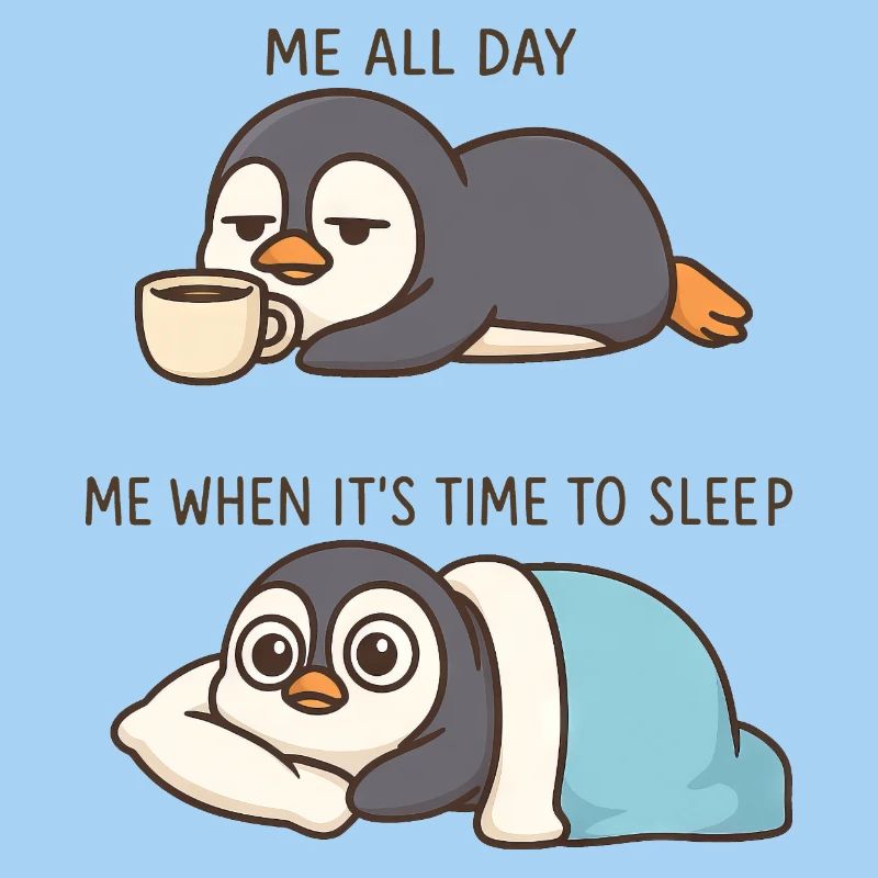 Funny Cartoon Penguin Coffee Lover
